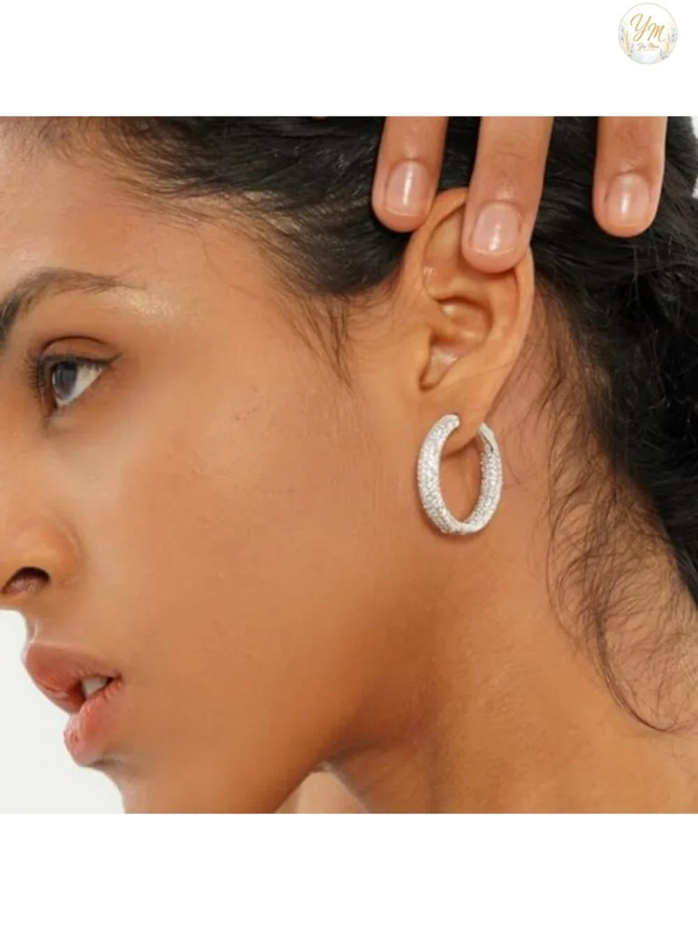 Iced Out Hoop Earrings 14K Gold Plated Huggie CZ Cartilage Cuff Hypoallergenic